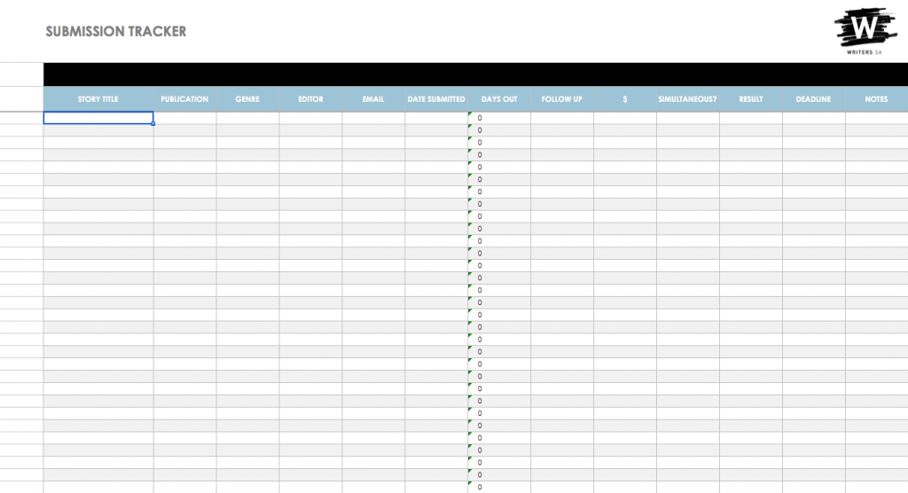 Free download: writing submission tracker - Writers SA